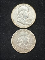 Silver 1953-S, 1954 Franklin Half Dollars