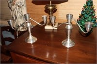 Pair of Duchin Sterling weighted 3 candle