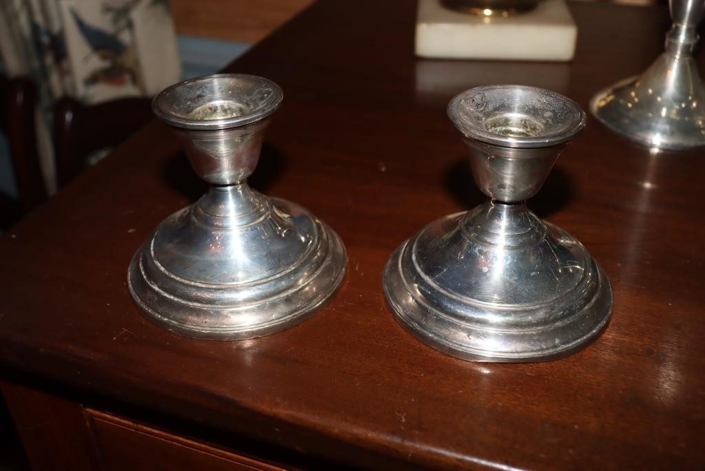 Pair of Berkeley Sterling weighted candle holders