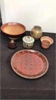 Clay plate, vases, bowl and more