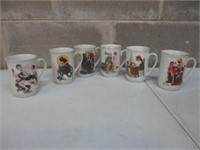 Lot of 6 Norman Rockwell Coffee Mugs