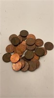 Lot of 34 Pennies Some Wheat Pennies