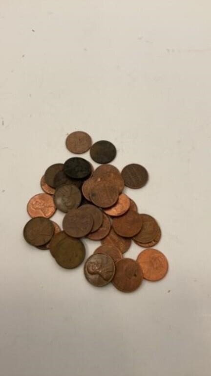 Lot of 34 Pennies Some Wheat  Pennies