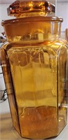 Lot Of 5 VTG Jars W Lids One Is A LG Amber Colored