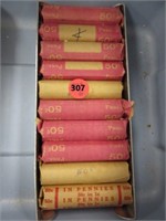 $10 Face Value "Unsearched" Rolls of Wheat Cents