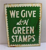 Green metal We Give Green Stamps sign