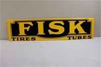 Yellow/black metal Fisk Tires sign