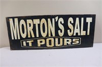 Blue metal Mortons Salt, It Pours sign