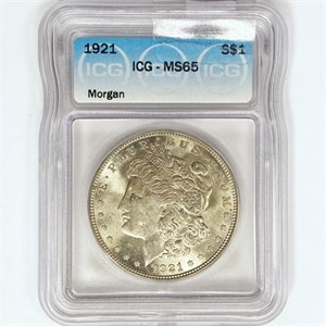 1921 Morgan Silver Dollar ICG MS65