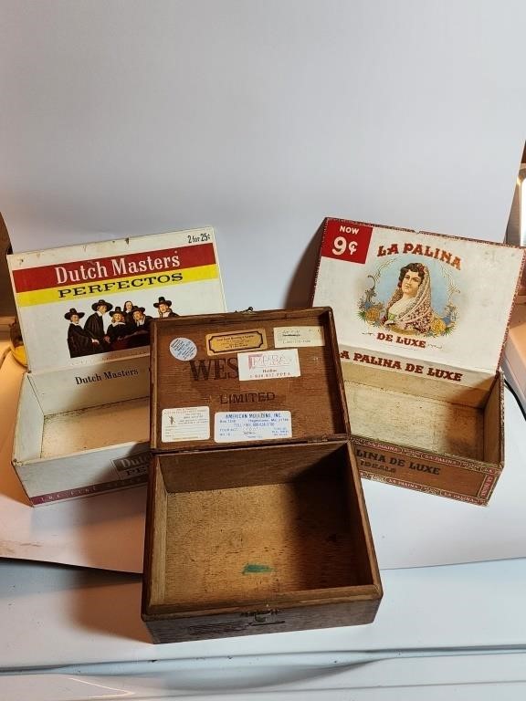 3 Vintage Cigar Boxes