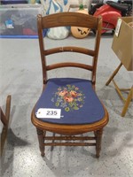 Needlepoint Seat Side Chair As Is