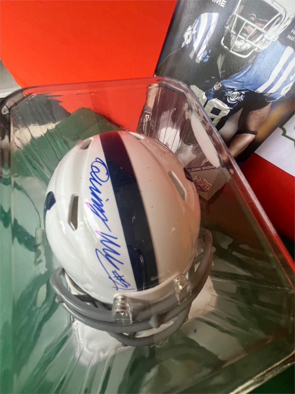 Signed Colts Helmet & Book Hankins