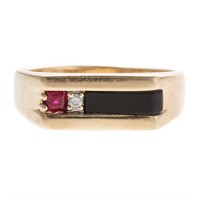 A Gentleman's Diamond & Ruby Band Ring in 10K