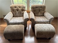 Pair matching armchairs with Ottomans