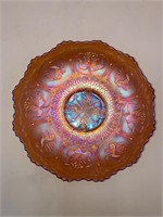 Carnival Glass Marigold Dragon & Lotus Bowl