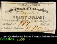 1861 Confederate States Twenty Dollars Note Grades