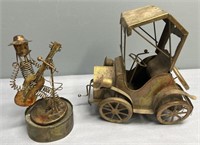 Vintage Copper Tin Model T & Musician Music Box