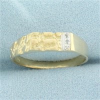 Mens Diamond Nugget Ring in 10k Yellow Gold