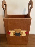 Painted Wood Magazine Rack with Heart Cutouts