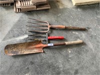 (2) Potato Forks & Spade (Need Handles)