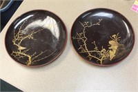 Lot of 2 Japanese Lacquer Trays