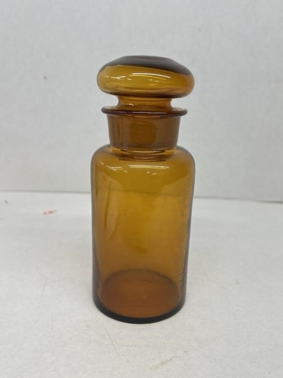 Amber medical apothecary jar six and