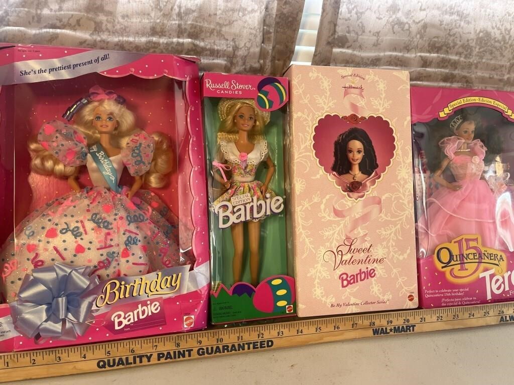 4 Collector Birthday, Easter, Valentines Barbies