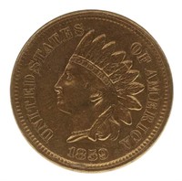 1859 US INDIAN HEAD 1C COIN XF/AU - CLEANED