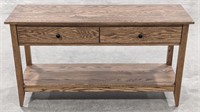 Red Oak Console Table With 2-Drawers In Almond