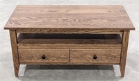 Red Oak Coffee Table With 2-Drawers In Almond
