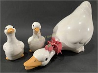 (3) Glazed Ceramic Geese