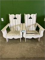 (2) Small Wooden Adirondack Style Chairs