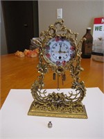 Vintage Germany Porcelain & Metal Wind Up Clock