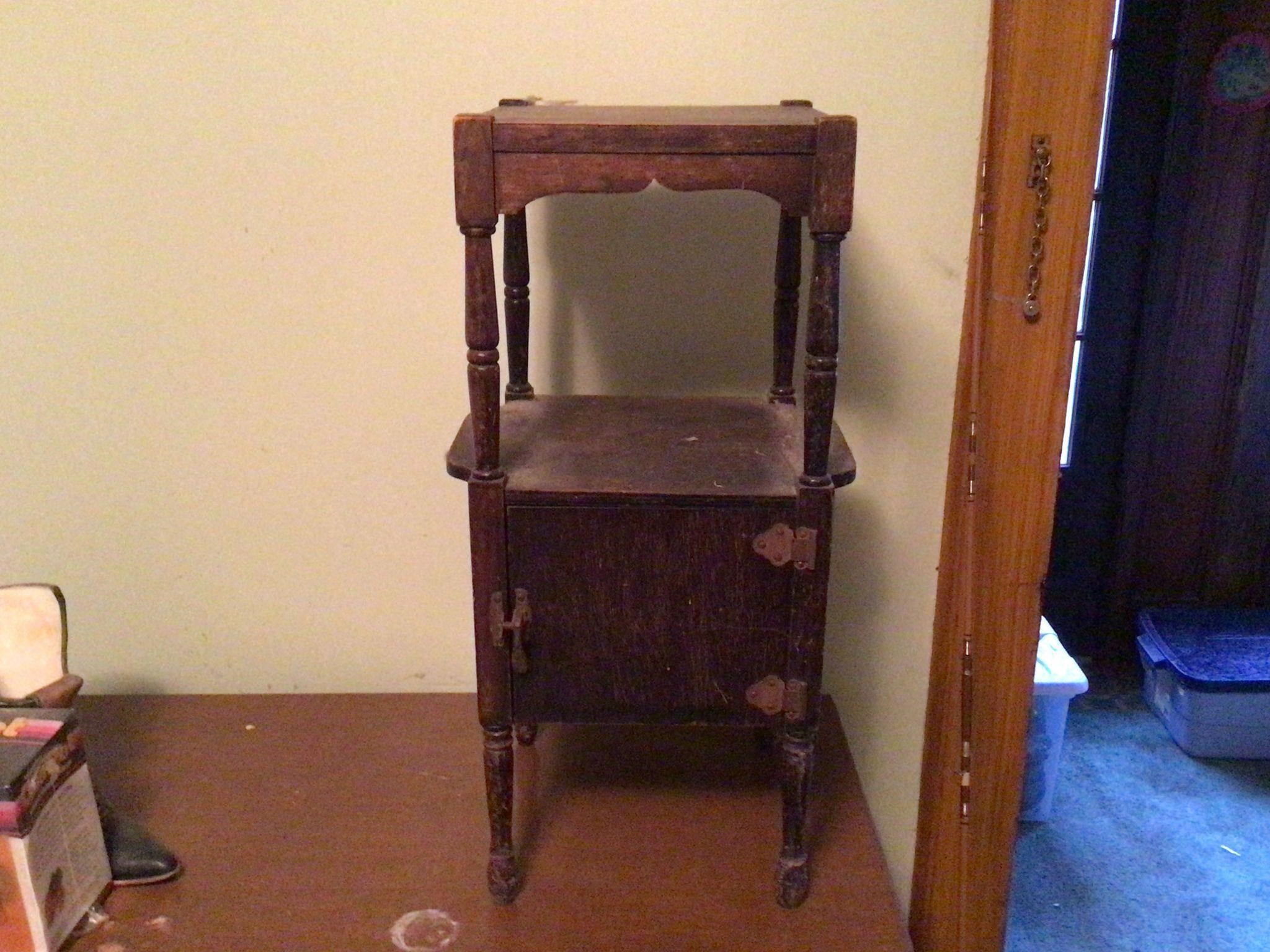 ANTIQUE SMOKING STAND = COPPER LINED
