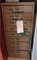 Metal eight drawer tool cabinet 30” x 12” x 10"
