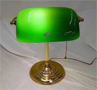 Vintage 14" Bankers Brass Finish Desk Lamp