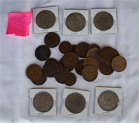 (6) Chinese Coins and (25) British Pennies