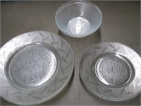 Coca- Cola Embossed Glass Dishes, Bowls