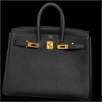 Hermes Black BIRKIN 25 Leather Handbag