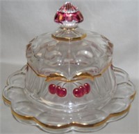 Vtg Mosser Cherry & Cable Glass Covered Butter