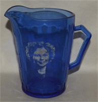 Vtg Hazel Atlas Cobalt Blue Glass Shirley Temple
