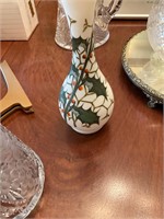 Antique Christmas Holly Painted Vase