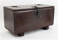 Chinese Iron Bound Wood Travel Box