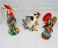 Vintage rooster statues/figures. 1970's porcelain