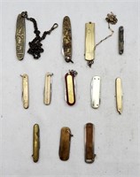 (12) Vintage Keychain Folding Pocket Knives