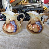 2 Vtg hand painted pitchers