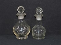 2pc Vintage Large Glass Perfume / Scent Bottles