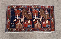 Middle Eastern Figural Hand Woven Rug 38" x 23"