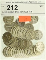 (+/-53) Mercury dimes from 1928-1935