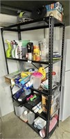 6' metal shelf unit with contents